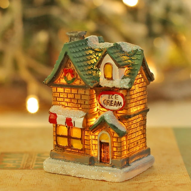 Mini Christmas Village LED Lighted Christmas Village Houses with