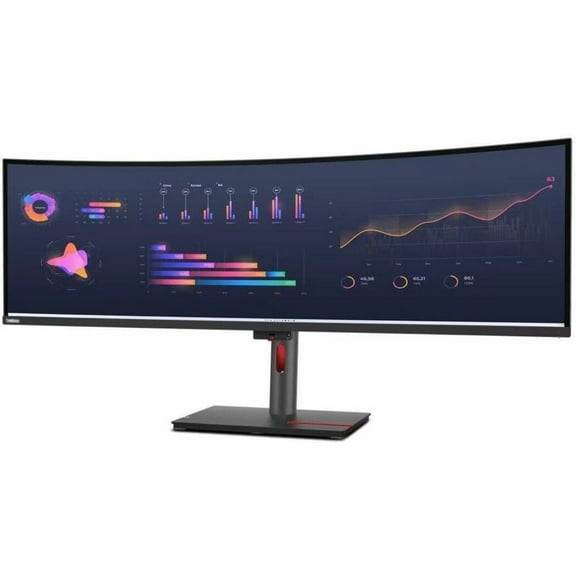 Lenovo ThinkVision 49" 5120 x 1440 LED Cable Lock Slot, Anti-glare Curved Monitor, Raven Black, P49W-30