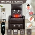 thumbnail image 5 of Domi Bonn Brown PU Single Motor Power Lift Recliner Chair with Massage and Heat for Elderly, Heavy Duty Motion Mechanism and One USB for Charging, Max Reclining Angle 155°, Brown, 5 of 7