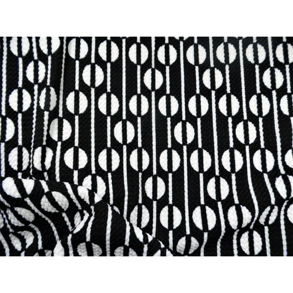 Bullet Printed Liverpool Textured Fabric Stretch Ethnic Dots Black White X50 (Yard)