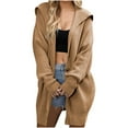 thumbnail image 2 of Womens Long Cardigans Cable Knitted Open Front Oversized Hooded Outerwear Sweater Coat, 2 of 5