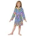 thumbnail image 6 of FORMRS Niños Bathrobe Unisex Hooded Robe Soft Plush Pajamas Sleepwear, Size 2-3T, Green Wavy Pattern, 6 of 7
