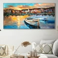 thumbnail image 5 of Modern Abstract Handmade Wall Art Colorful Cityscape Hand Painted on Canvas Boat Landscape The Shore of Town Oil Painting For Home Decor, 5 of 9