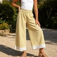 thumbnail image 5 of Ohufall Girls Pants Lace Hem Elastic Waist Wide Leg Casual Pants Kids Thin Comfort Striped Pant 2-14T, 5 of 5