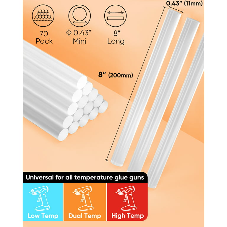 Mini Hot Glue Gun Sticks Huge Bulk Pack of 200 4 and 0.27 Diameter - Compatible