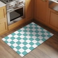 thumbnail image 2 of Turquoise Checkered Bathroom Mat 2x3 FT, Non Slip Small Kitchen Mat, Geometric Teal Buffalo Plaid Washable Soft Backed Front Door Throw Rug Non-Shedding Indoor Outdoor Doormat for Entryway Sink, 2 of 7