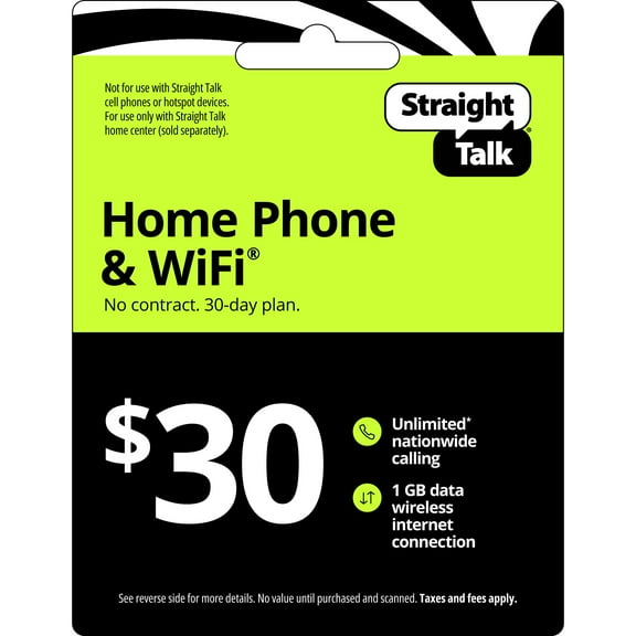 Straight Talk $30 Home Phone & Wi-Fi 30-Day Plan (Email Delivery)