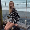 thumbnail image 4 of Women'S Striped Printed Dress Lapel Deep V Neck Button Long Sleeve Short Mini Dress Going Out Dresses Black L, 4 of 9