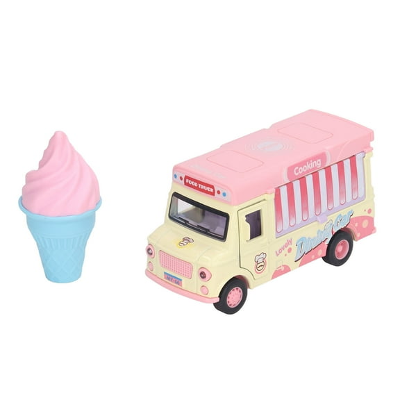 Falleo Clearance 1:36 Magnetic Induction Alloy Die Cast Food Truck Kid Light Music Alloy Pull Back Car Pretend Play Toy Ice Cream Truck