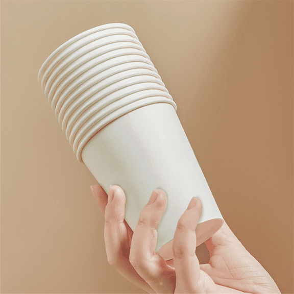 Disposable Paper Cups 50-Pack 8Oz White Paper Cups - Vibrant Printed Drinking Cups for Parties/Events,Bulk Disposable Beverage Containers,White Cups