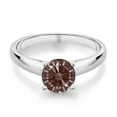 thumbnail image 2 of Gem Stone King 10K White Gold Solitaire Ring Set with 7mm Round Fancy Brown Zirconia (Size 5), 2 of 4