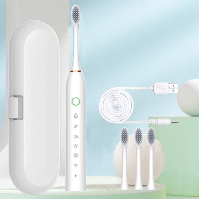 Toothbrush- Toothbrush With 4 Brush Heads-With Toothbrush Box- 6 Cleaning Modes- Water Proofing IPX7 Water Proofing Toothbrush--Newly