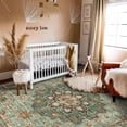 thumbnail image 4 of General Washable Oriental Area Rug - 5x8 Rugs for Living Room Soft Carpet for Bedroom Waterproof Floral Distressed Indoor Stain Resistant Non-Shedding Floor Carpets (Green, 5x8), 4 of 12