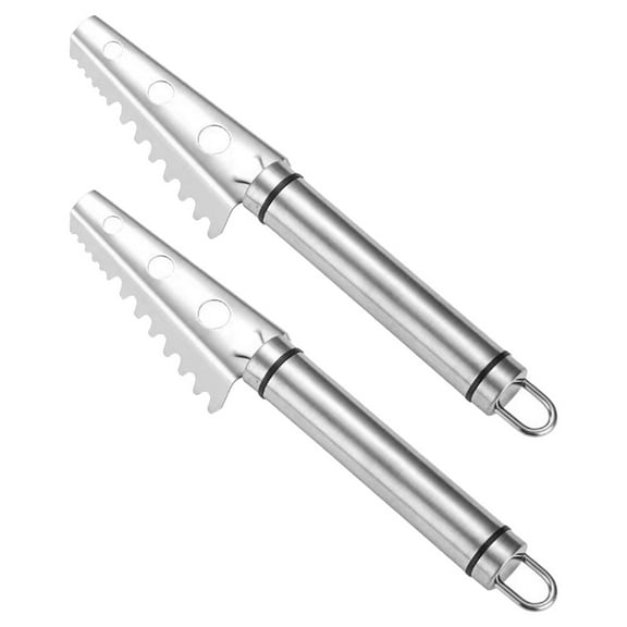 Homoyoyo Manual Stainless Steel Fish Scaler Dual-Sided Design for Home Use 2 Pieces Kitchen Tool