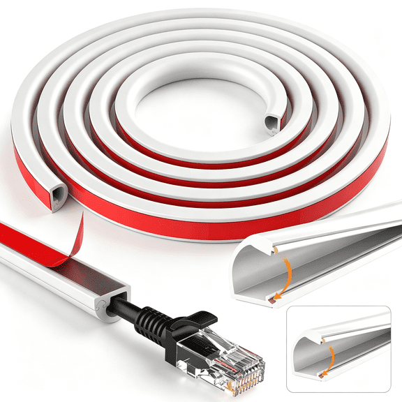 GJX 78" Silicone Cord Hider for Wall Mounted,Self-Adhesive Wire Hiders for Tv on Wall,Wire Concealer for Cords Hide Cables,Cable Covers White,Raceway Cable Management,Electric Wire Channels 2M