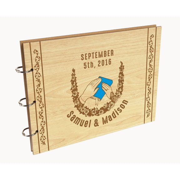 Darling Souvenir Personalized Engraved Laser Cut Wedding Guest Book Wooden Cover Sign-in Book Registry Guestbook Scrapbook-24