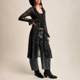 thumbnail image 4 of COMVALUE Women Lace Mesh Tie Front Maxi Top Ruffled Long Sleeve Sheer Cardigan See Through Flowy Kimono Cover Up Shirt Black for Size L, 4 of 9