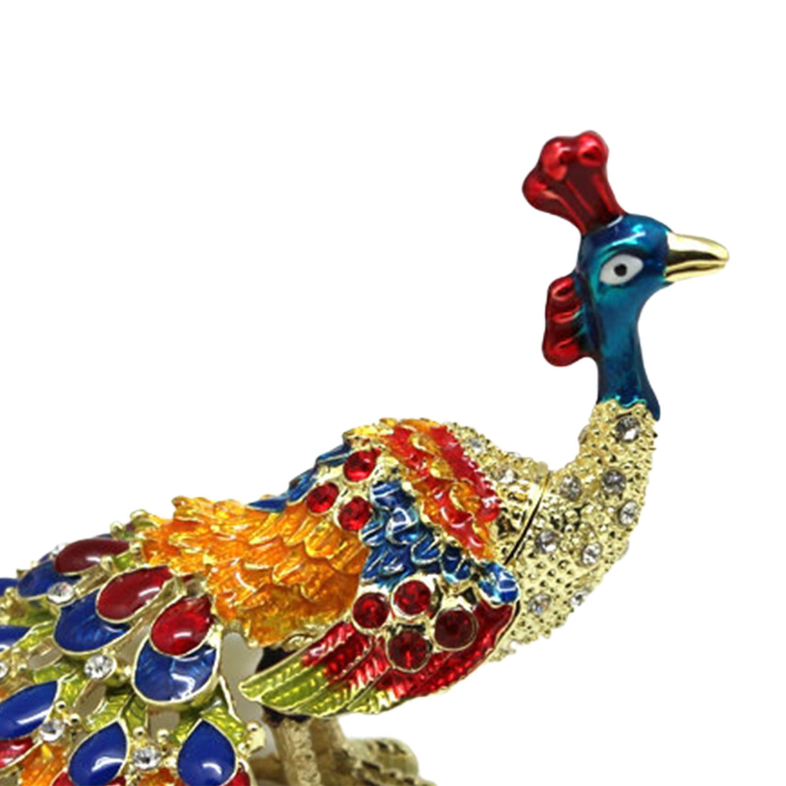 Milageto Enameled Jewelry Box Collectibles Gifts for Women Ornate Peacock Trinket Box blue
