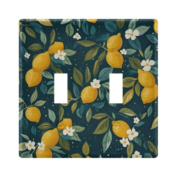 Yayeee Toggle Light Switch Wall Plate 2-Gang 4.56"x4.48" Decorative Outlet Cover, Blue Lemons