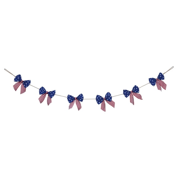 Stars and Stripes Bow Garland, Red/White/Blue, 6', Patriotic by Way To Celebrate