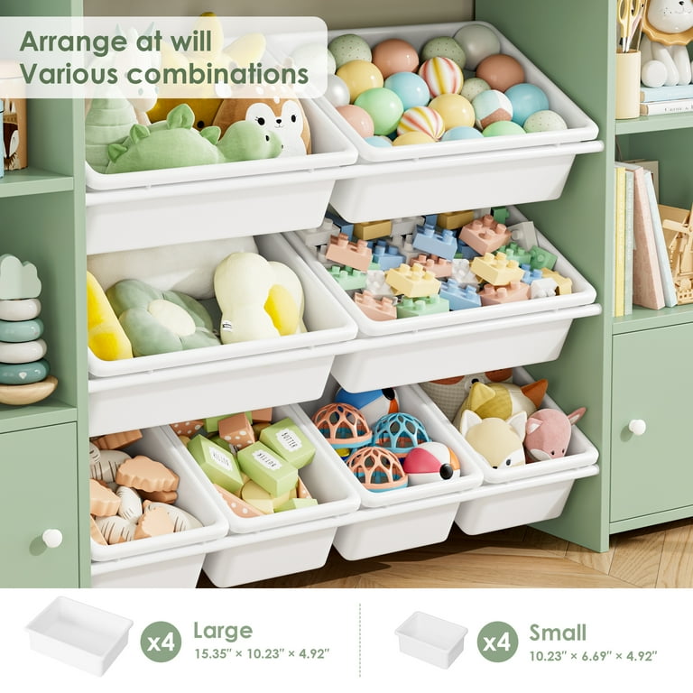 Homfa Kids Toy Organization Cube Bookcase with 8 Bin, 2 Door Toy