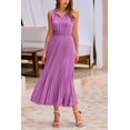 thumbnail image 3 of Vestido PRETTYGARDEN Morado Midi con Escote en V, Sin Mangas y Volantes, 3 of 8