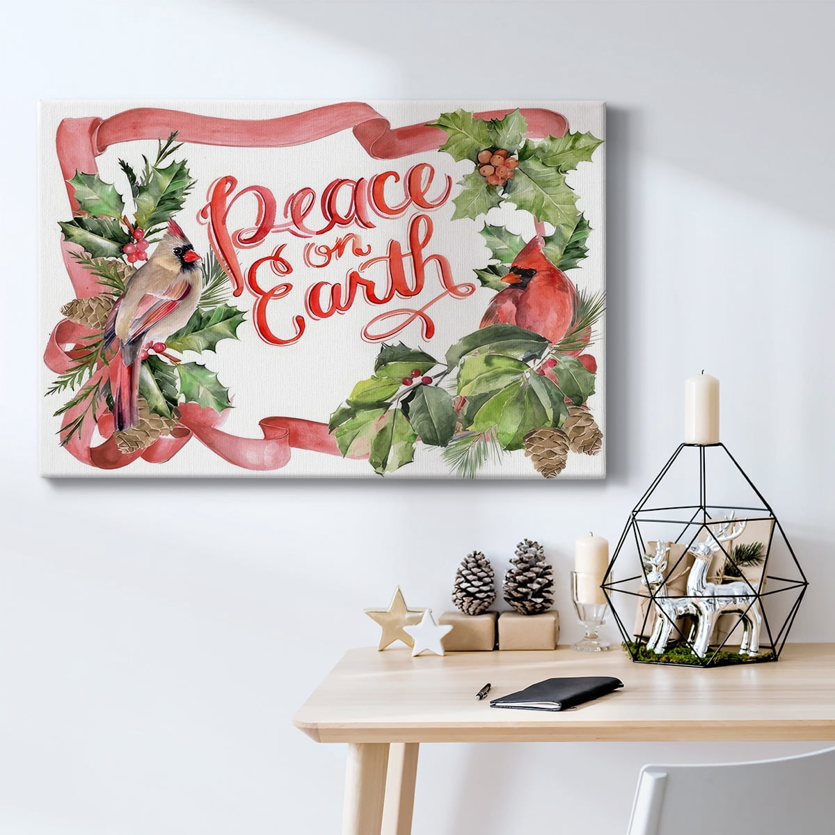 Cardinal Holly Christmas Collection A- Gallery Wrapped Canvas