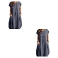 thumbnail image 1 of Qarigey Vestido de mujer Color sólido Reemplazo suelto Casual Cuello Doble bolsillo Moda Niñas Vestidos de mujer Ropa Type9 NO9, 1 of 6