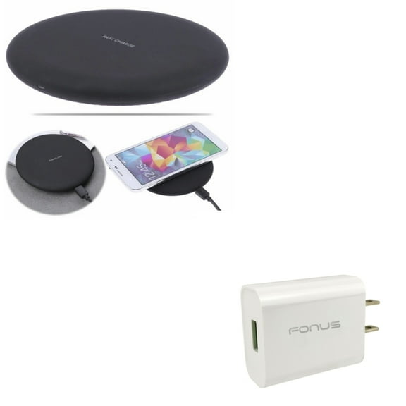 10W Fast Wireless Charger Charging Slim Pad w 18W Adaptive Fast Travel Home Wall AC USB Charger P1P for Motorola DROID MAXX - Nokia 8, Lumia 930 920 1520 1020 - Razer Phone 2