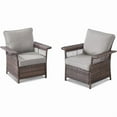 thumbnail image 3 of PARKWELL Outdoor Wicker Cushioned Lounge Chair Set of 2, Outdoor Seating Set for Backyard, Poolside, Balcony, Indoor Use w/Seagull-Shaped Armrests,Gray, 3 of 9