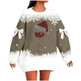 thumbnail image 2 of Ounisa Women's Bow Trim Red Wine Glass Print Fleeced Hoodies Oversized Long Sleeve Hooded Sweatshirts Graphic Drop Shoulder Pullover Top, 2 of 5