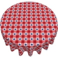thumbnail image 2 of 4th of July Tablecloth Round 60 Inch,Red White Buffalo Plaid Check Blue Patriotic Stars Table Cloth,Stain Resistance Polyester Independence Day Table Covers for Kitchen Dining Parties Picnic, 2 of 6