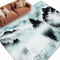 thumbnail image 2 of Traditional Ink Painting Washable Living Room Rugs 6'x9', Chinese Green Theme Nature Landscape Low Pile Throw Large Area Rug Non-Slip Sturdy Edge Binding Carpet for Dining Room Kitchen Office, 2 of 9