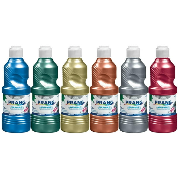 Set de pintura Prang Lavable Tempera Metallic, 473 ml, 6 unidades