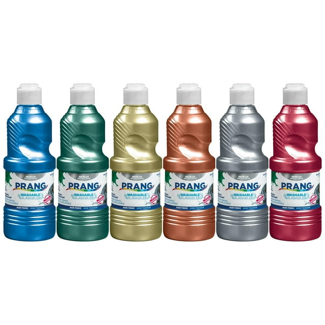 Set de pintura Prang Lavable Tempera Metallic, 473 ml, 6 unidades