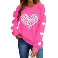 thumbnail image 2 of BLTIBY Valentine Shirts for Women Love Heart Printed Sweater Crewneck Long Sleeve Pullover Blouse Casual Fashion Valentines the Day Top Hot Pink L, 2 of 8