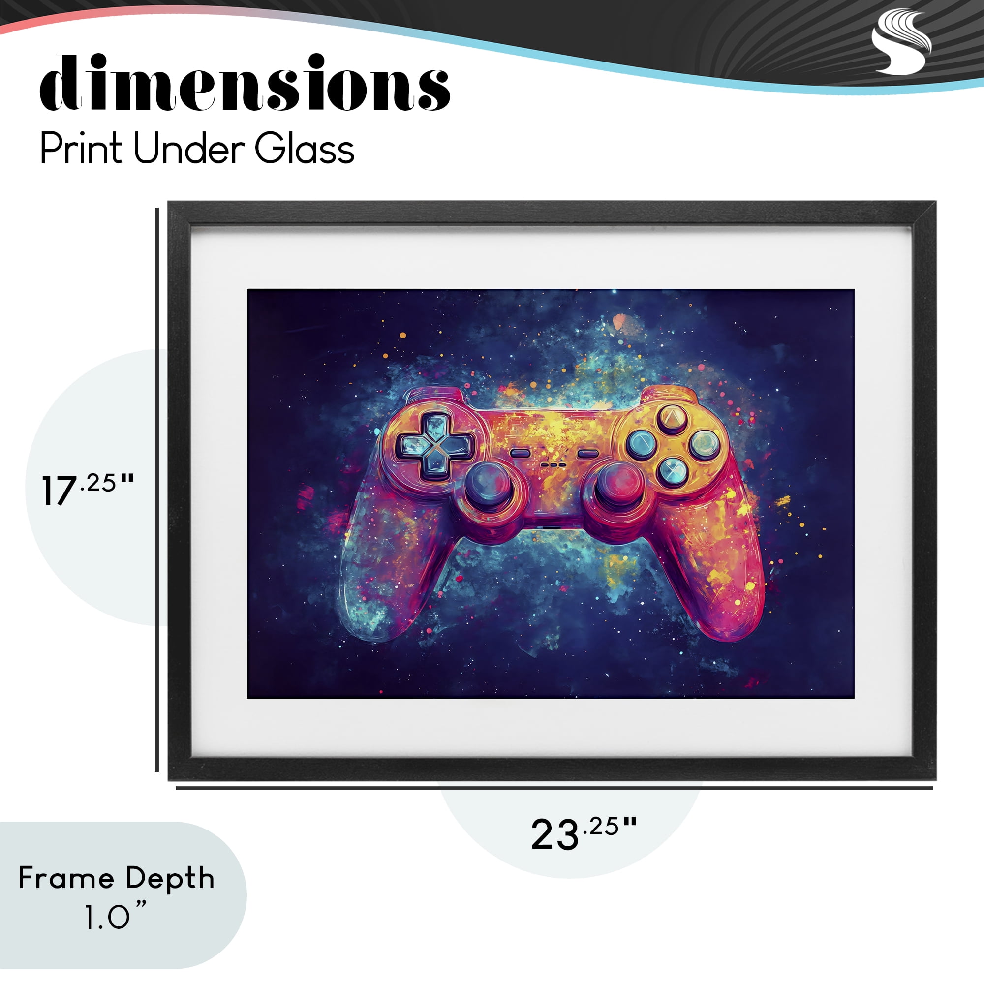 Stupell Industries Futuristic Cosmic Game Controller Black Framed Print Under Glass, design by Creative Studio