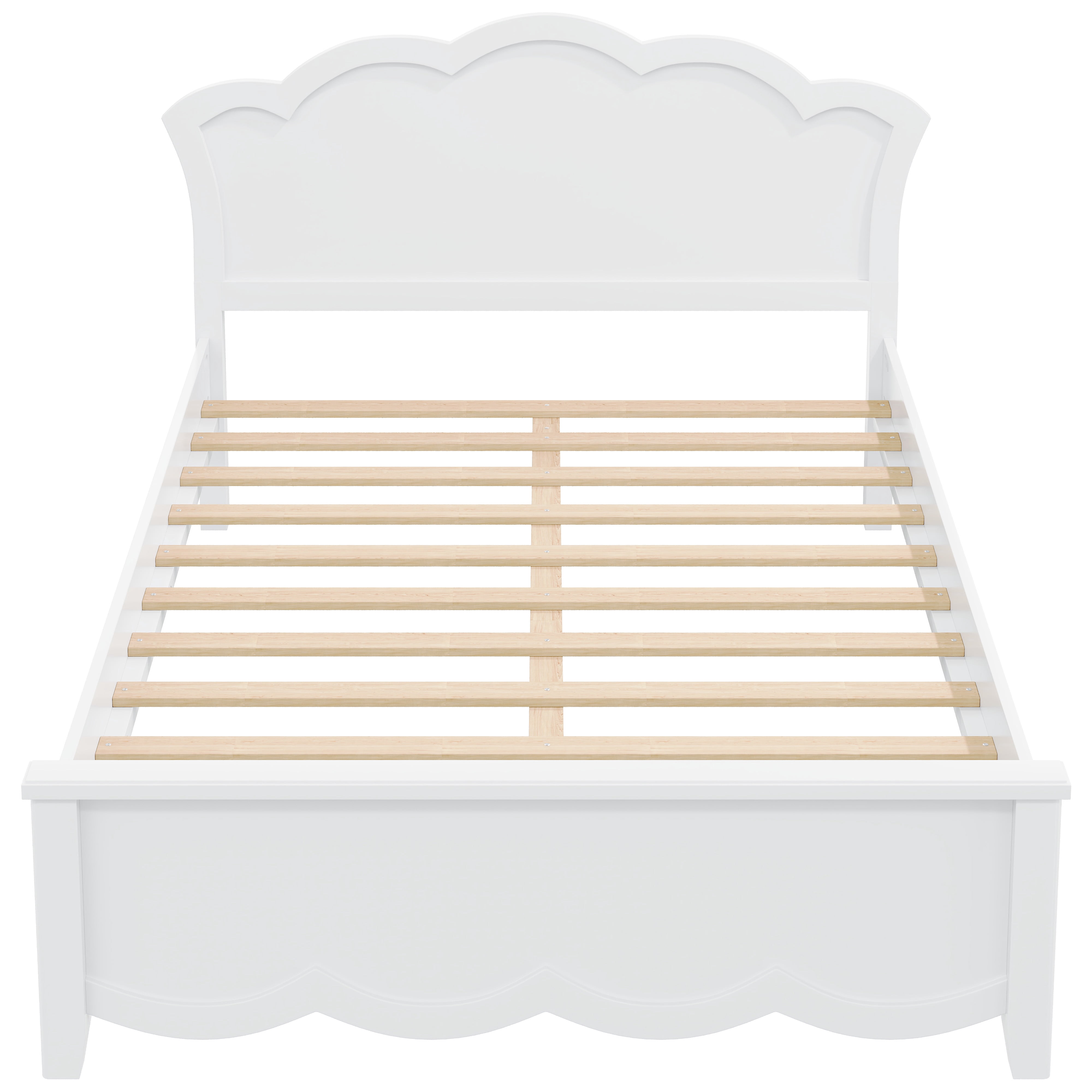 Alvantor Full Size Wood Platform Bed with Headboard, White