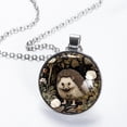 thumbnail image 2 of Hedgehog Stunning Glass Circular Pendant Necklace - Elegant Jewelry for Women, 2 of 5