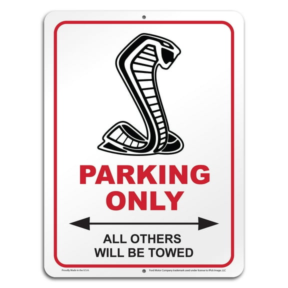 iPick Image for Ford Mustang 350 GT 12" x 9" Parking Only Sign in White Glassy Aluminum, Official Licensed