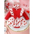 thumbnail image 2 of Honganda Baby Girl Valentine's Day Outfits Ruffle Long Sleeve Heart Print Romper with Headband Set Clothes, 2 of 7