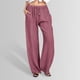 thumbnail image 2 of Pantalones anchos con cordón ajustable de lino para mujer - Material de poliéster - Cintura alta con bolsillos, 2 of 8