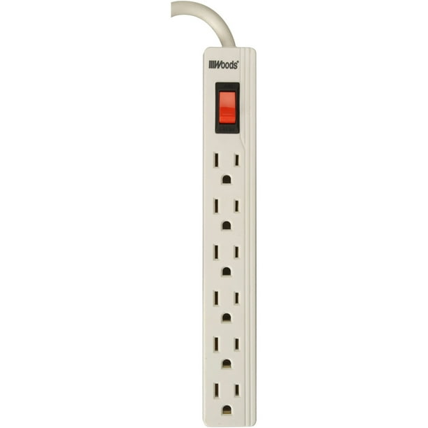 Power Strip 6 Outlet, White