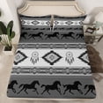 thumbnail image 2 of jejeloiu Rustic Western Aztec Queen Sheet Sets,Bohemain Exotic Style Dreamcatcher Flat Sheet,Gray Black Queen Fitted Sheet For Men Women,Home Decor,4pcs, 2 of 7