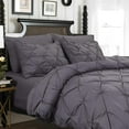 thumbnail image 1 of 3-Piece Duvet Cover with Matching Sham, Pinch Pleat Design, All Season Suitable Comforter Cover, Full/Queen, Gray, 1 of 5