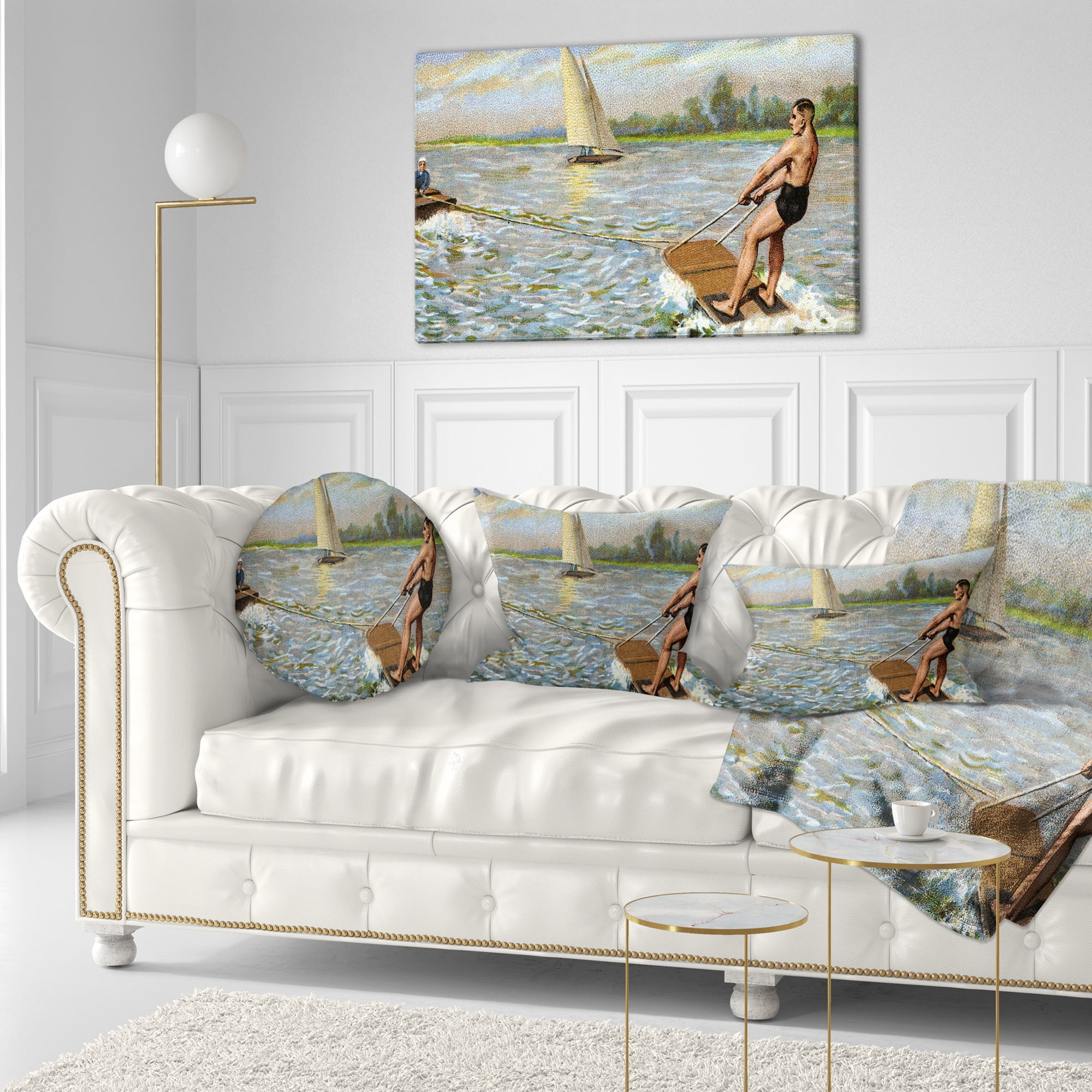Designart Water Skiing - Photography Throw Pillow - 12x20