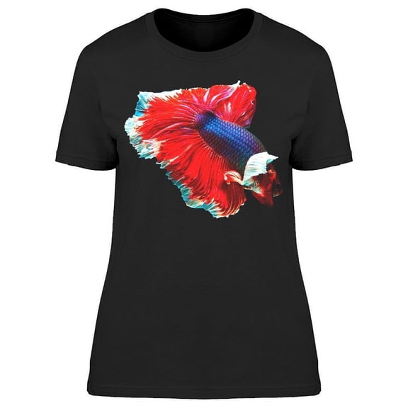 Siam Betta Fish Dark Blue Red T-Shirt Women -Image by Shutterstock, Female x-Large