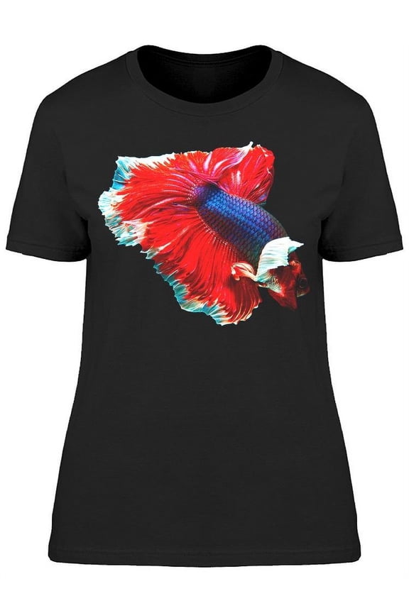 Siam Betta Fish Dark Blue Red T-Shirt Women -Image by Shutterstock, Female XX-Large
