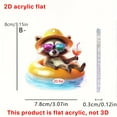 thumbnail image 3 of Colgante acrílico de mapache veraniego para coche o llavero | Adorno de vacaciones playeras impreso en 2D | Accesorio colgante con temática playera para mochila, 3 of 3