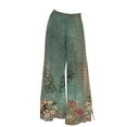 thumbnail image 3 of ZHENHONG Casual Pants for Women Womens Wide Leg Palazzo Pants Boho Floral 2025 Summer Beach Culottes Flowy Casual Trousers For Vacation, 3 of 4